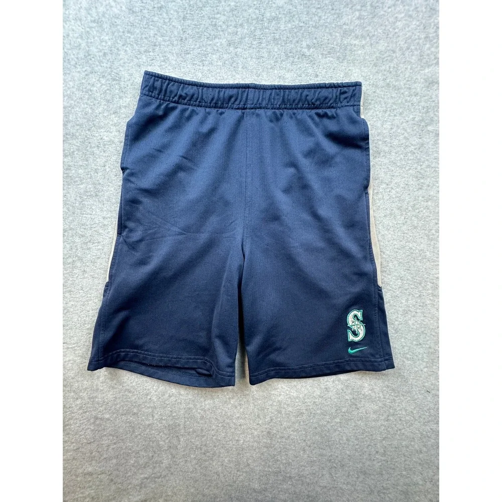 Nike Seattle Mariners MLB Navy Blue Mesh Athletic Shorts Youth L 16/18